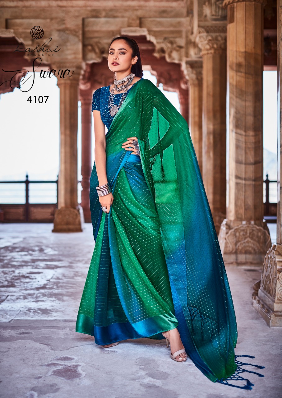 lt kashvi creation swara shiffon gorgeous look saree catalog