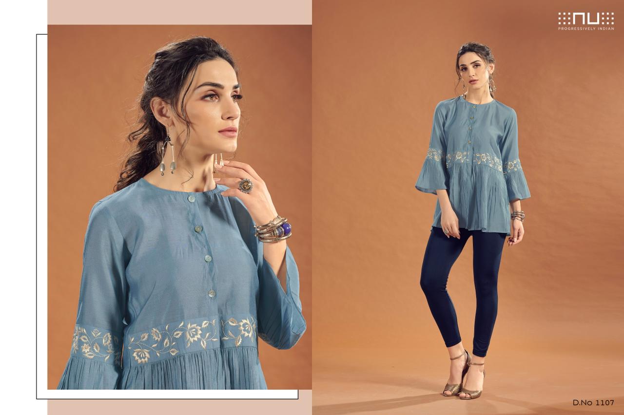 nu vol 11 viscose silk decent Embroidery stylish look top catalog