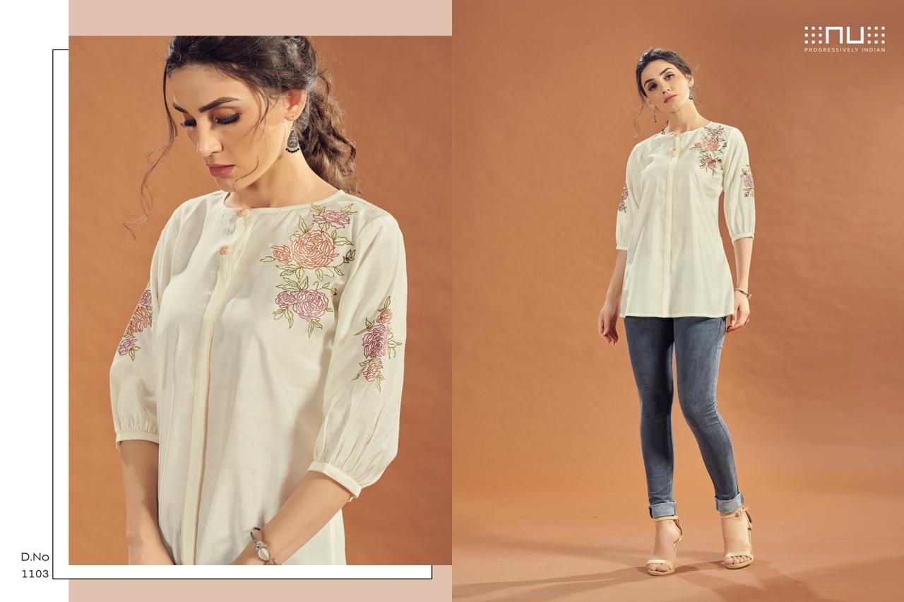 nu vol 11 viscose silk decent Embroidery stylish look top catalog