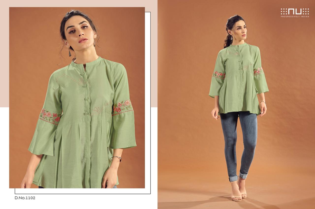 nu vol 11 viscose silk decent Embroidery stylish look top catalog