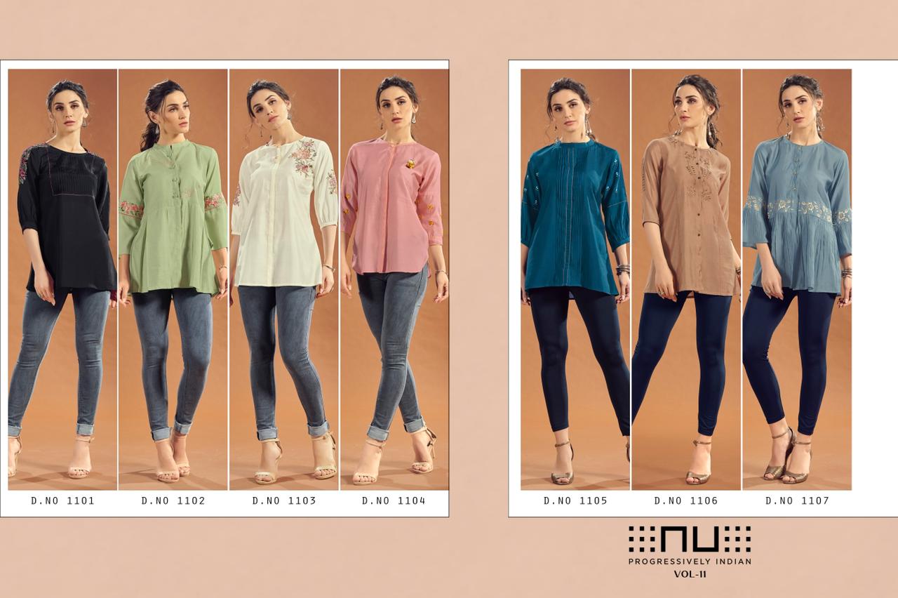 nu vol 11 viscose silk decent Embroidery stylish look top catalog