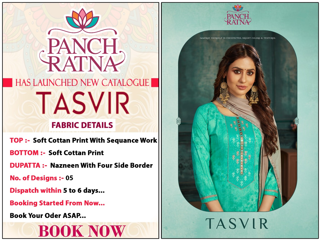 panch ratna tasvir cotton  elegant salwar suit catalog