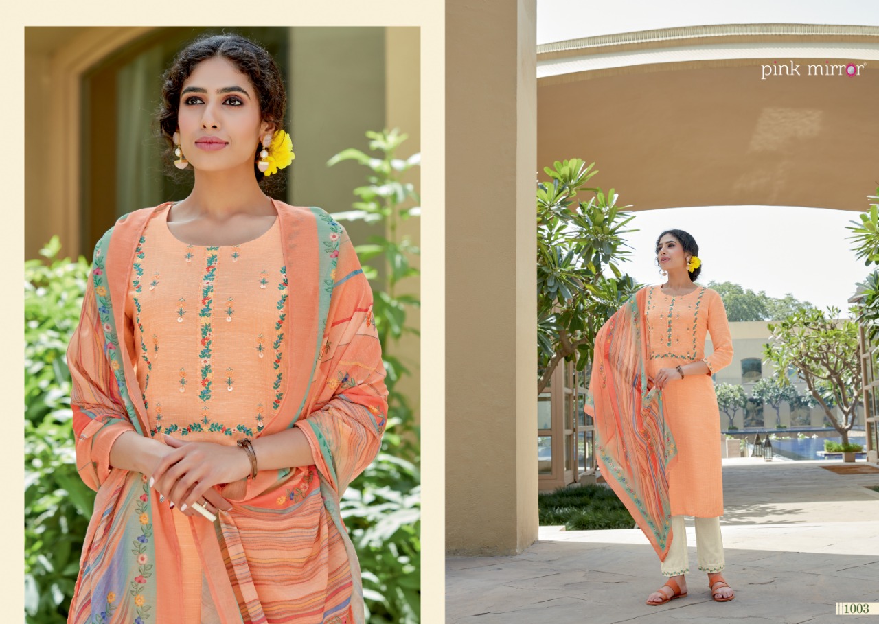 pink mirror crayons viscose astonishing top with pant and dupatta catalog