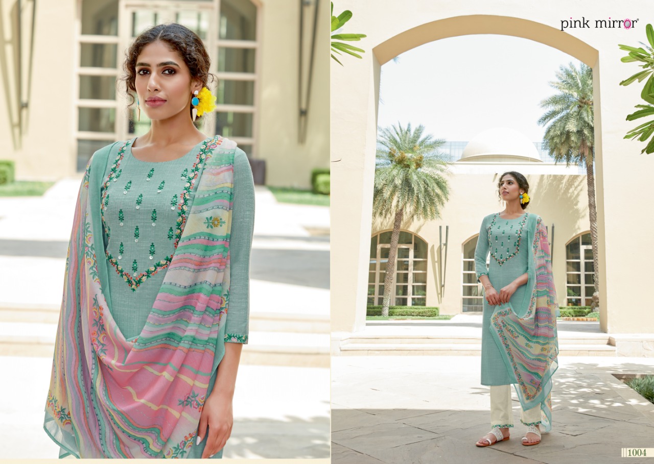 pink mirror crayons viscose astonishing top with pant and dupatta catalog