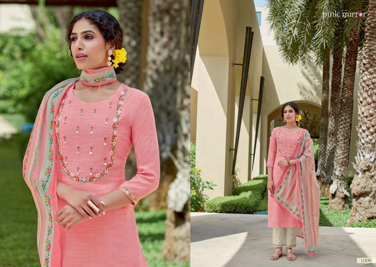 pink mirror crayons viscose astonishing top with pant and dupatta catalog