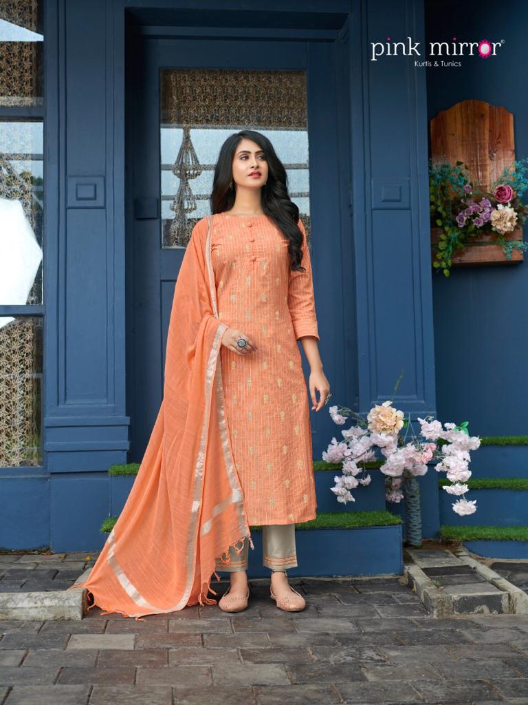 pink mirror mint viscose gorgeous look top with bottom and dupatta catalog