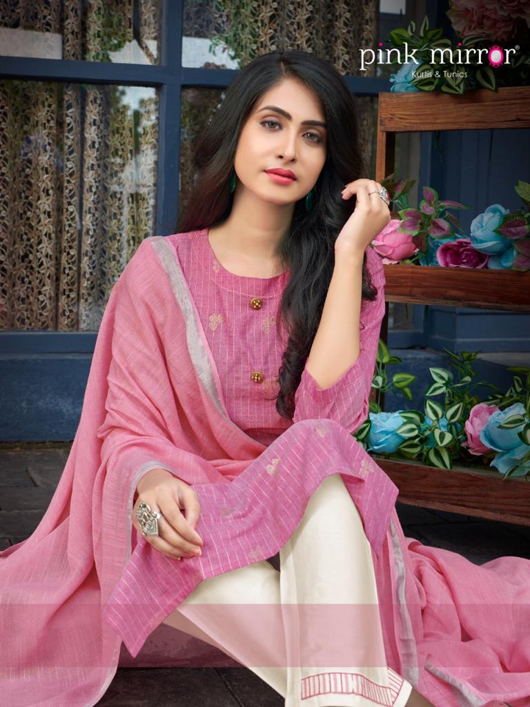 pink mirror mint viscose gorgeous look top with bottom and dupatta catalog