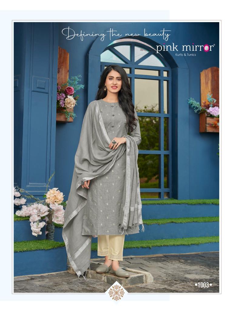 pink mirror mint viscose gorgeous look top with bottom and dupatta catalog