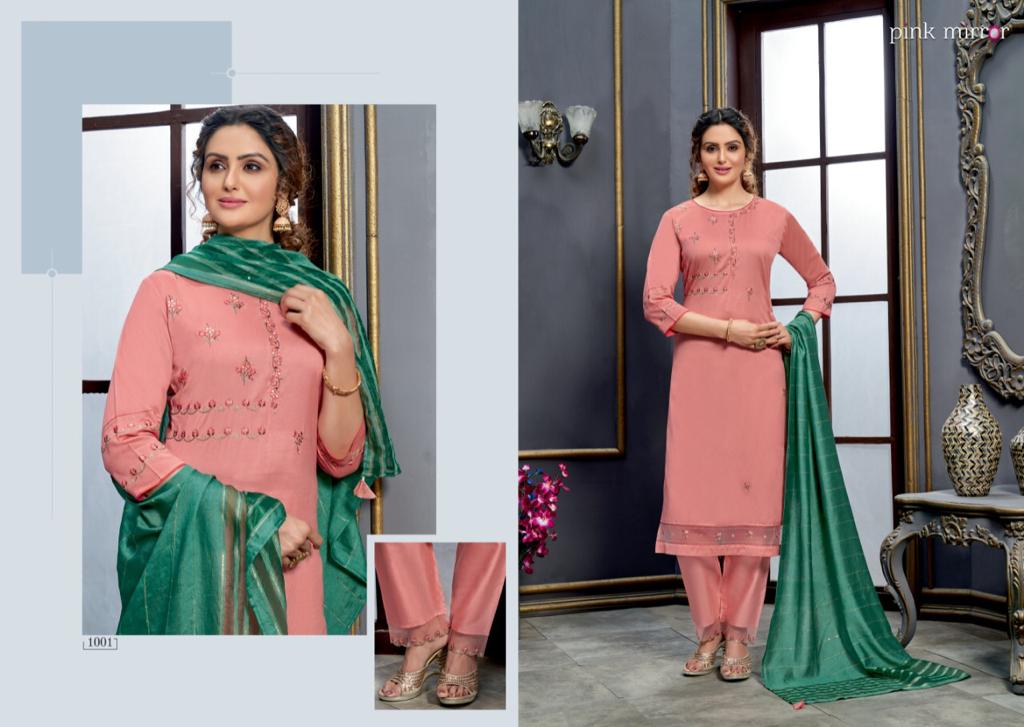 pink mirror radiant viscos classic trendy look kurti with pant and dupatta catalog