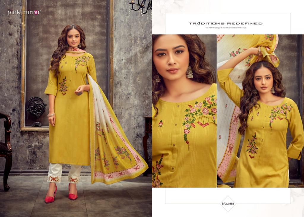 pink mirror vogue vol 6 viscos classic trendy look top with bottom and dupatta catalog