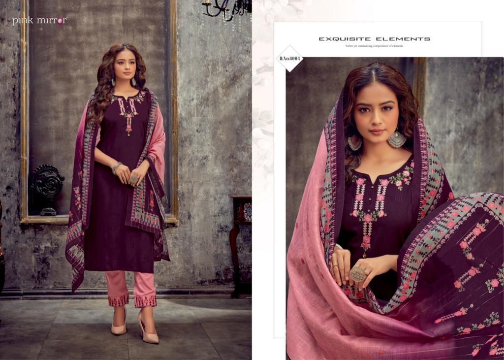 pink mirror vogue vol 6 viscos classic trendy look top with bottom and dupatta catalog