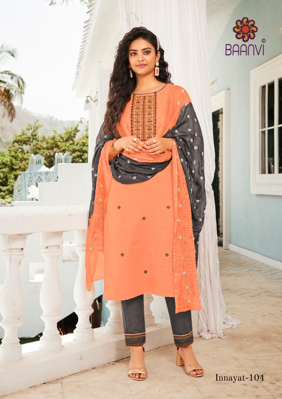 r studio innayat cotton decent embroidary look top with bottom and dupatta catalog