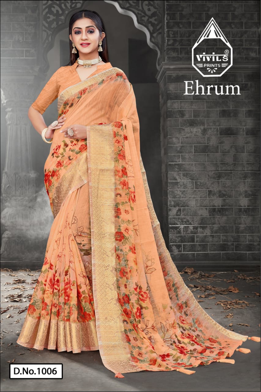 ranisaa sarees ehrum 1001 to 1006 soft cotton exclusive print saree catalog