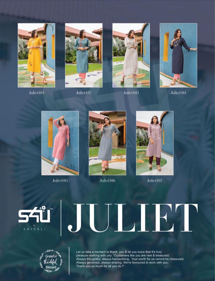 s4u juliet rayon gorgeous look kurti with pant catalog