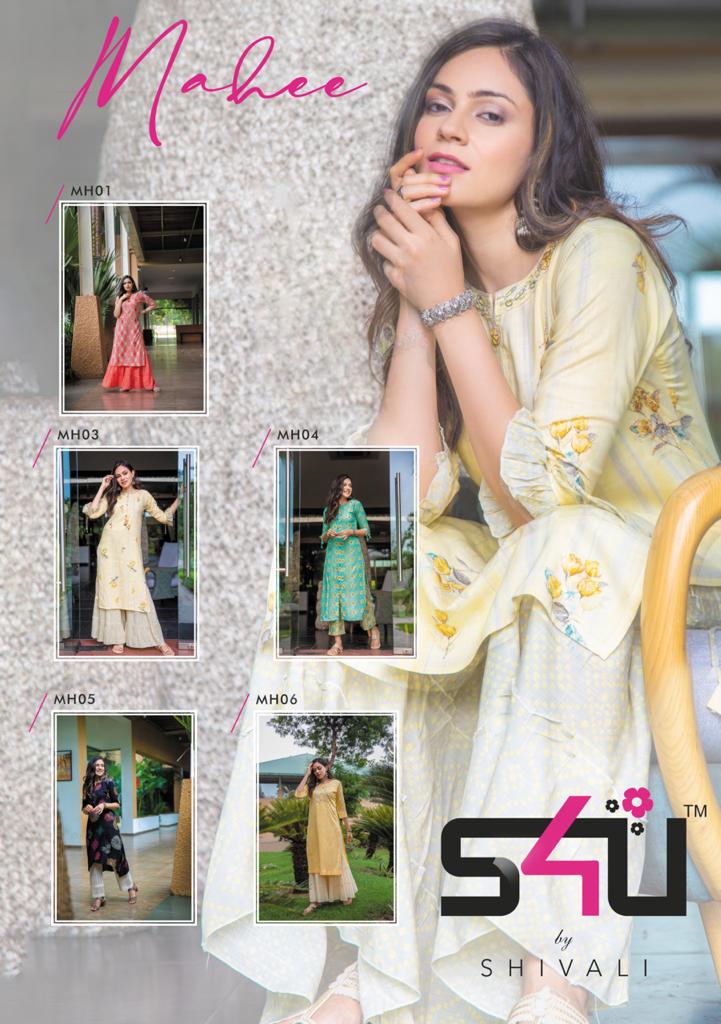 s4u Mahee vol 2 fancy graceful look kurti with sharara catalog