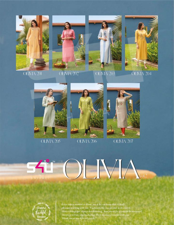 s4u olivia vol 2 rayon graceful look kurti catalog