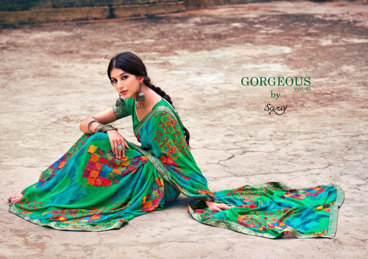 saroj Gorgeous Vol 3 Georgette elegant look saree catalog