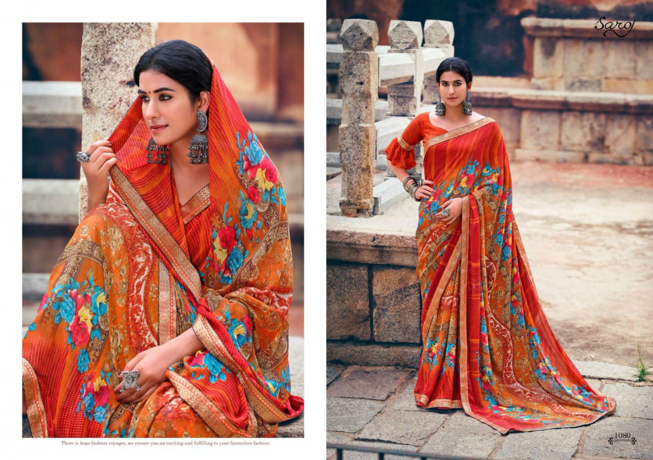 saroj Gorgeous Vol 3 Georgette elegant look saree catalog