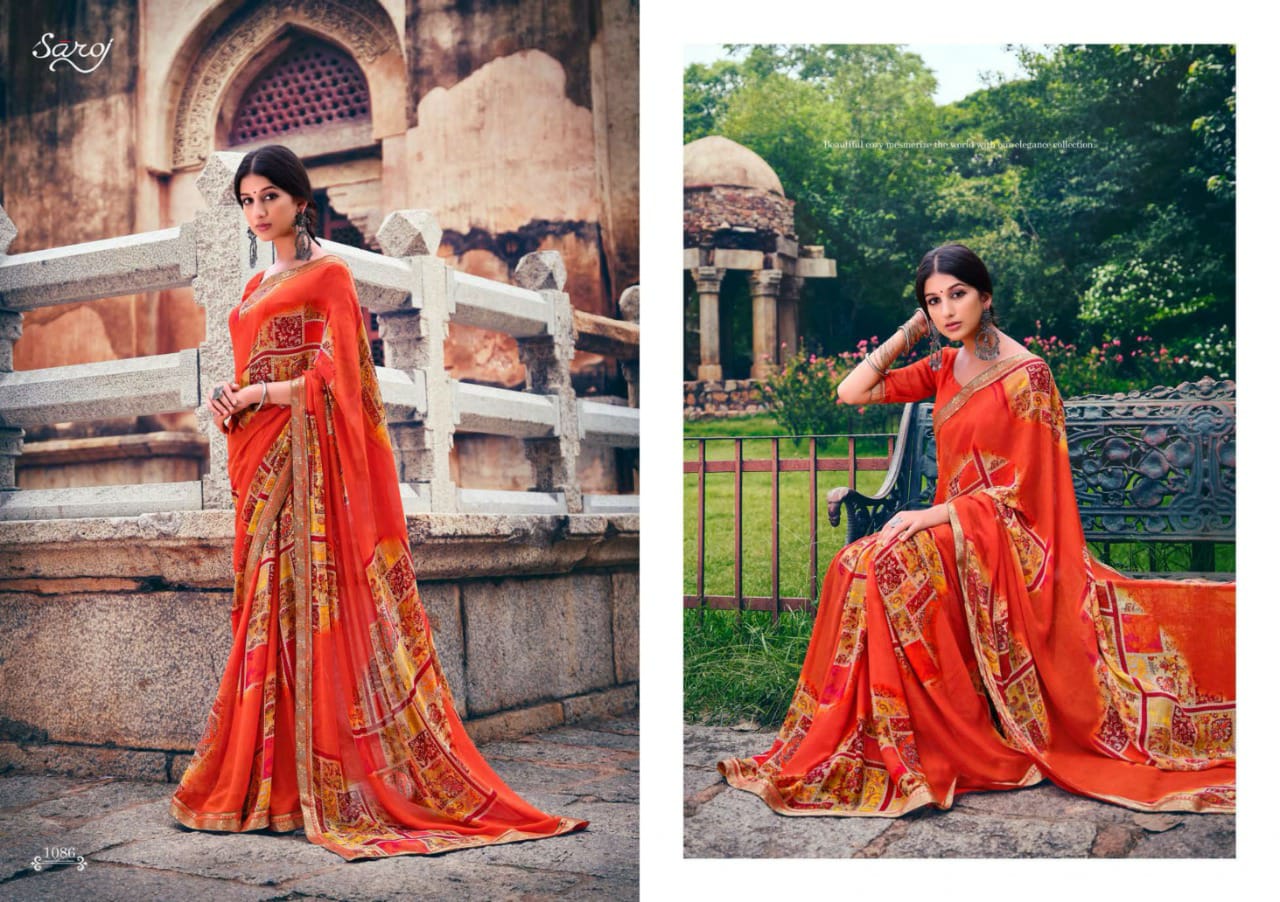 saroj Gorgeous Vol 3 Georgette elegant look saree catalog