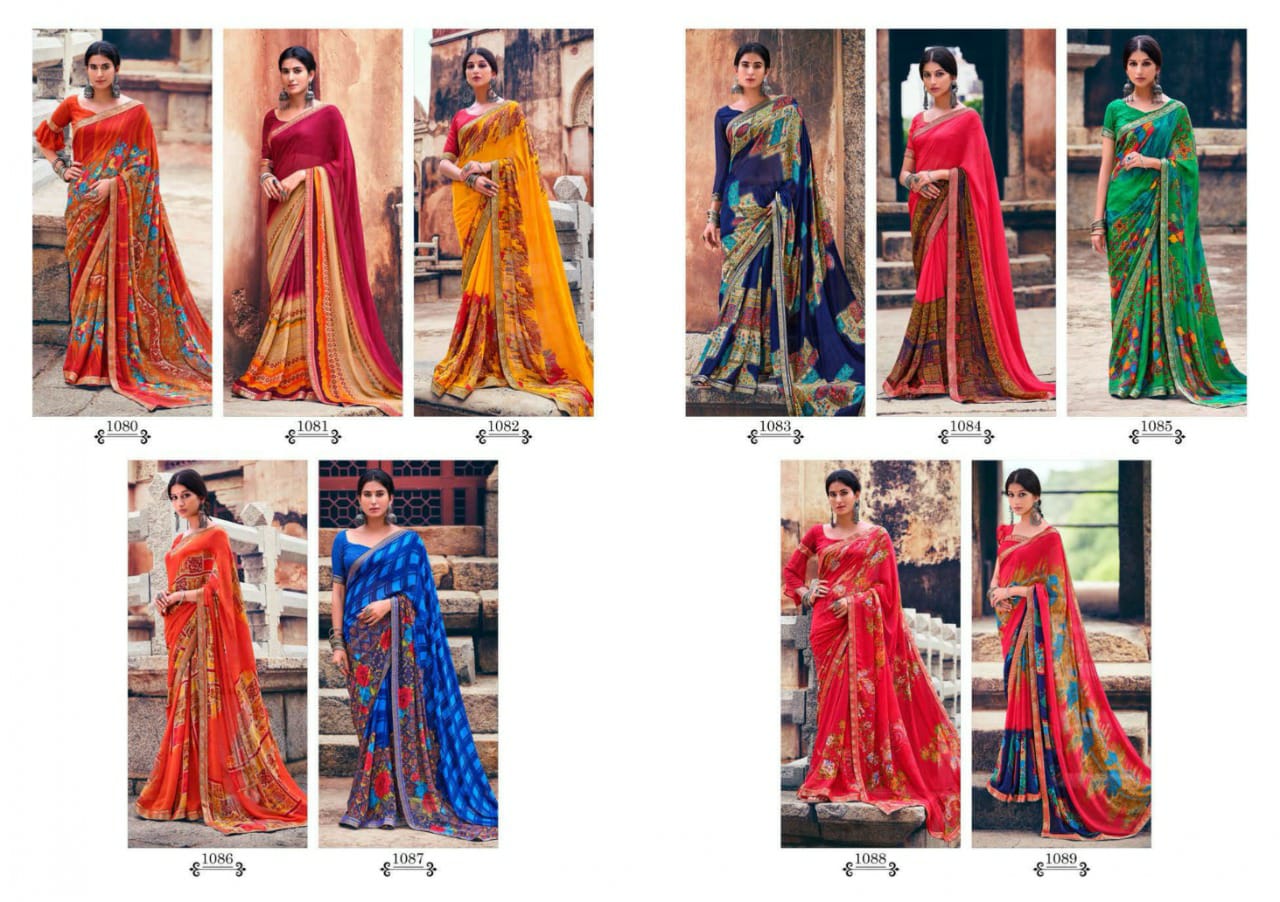 saroj Gorgeous Vol 3 Georgette elegant look saree catalog