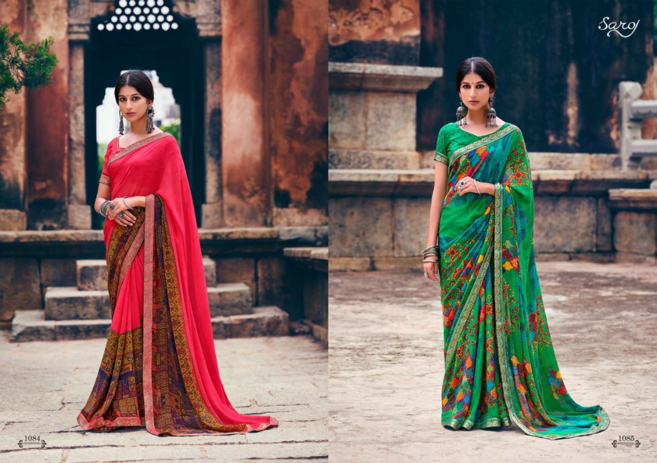 saroj Gorgeous Vol 3 Georgette elegant look saree catalog