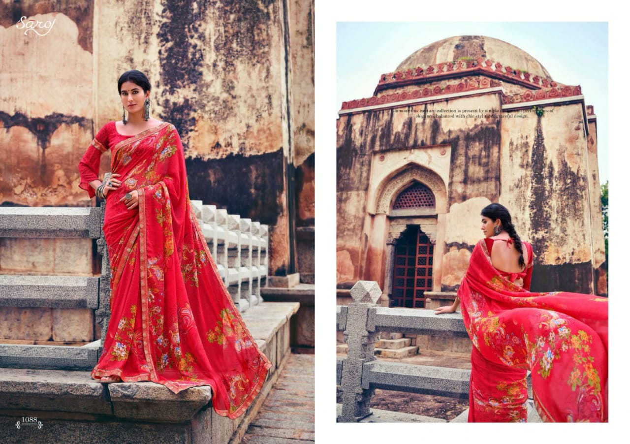 saroj Gorgeous Vol 3 Georgette elegant look saree catalog