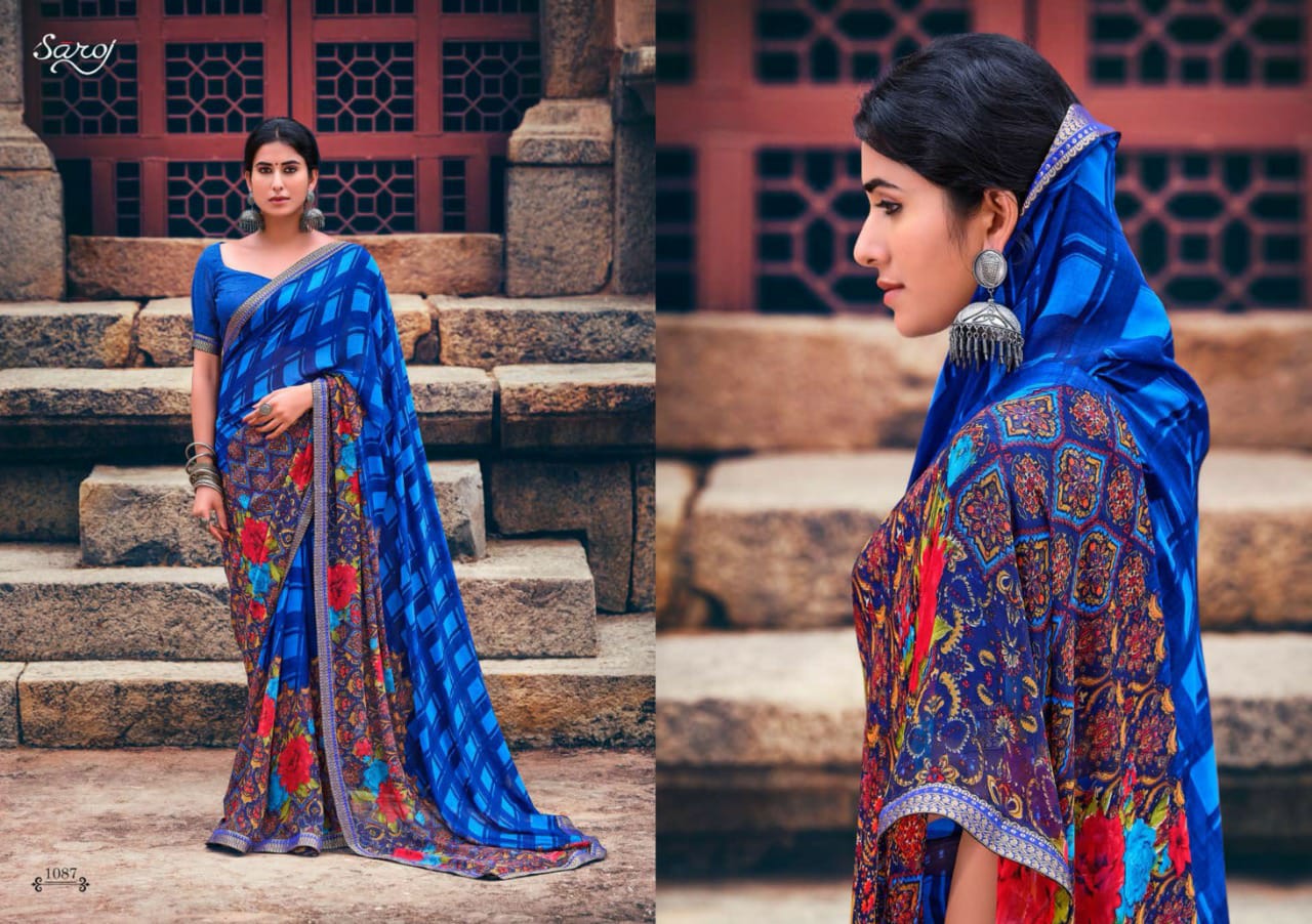 saroj Gorgeous Vol 3 Georgette elegant look saree catalog