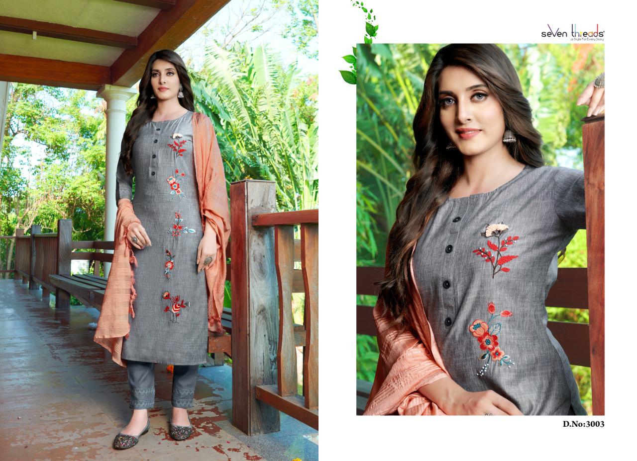 seven threads eva viscose authentic fabric kurti bottom with dupatta catalog