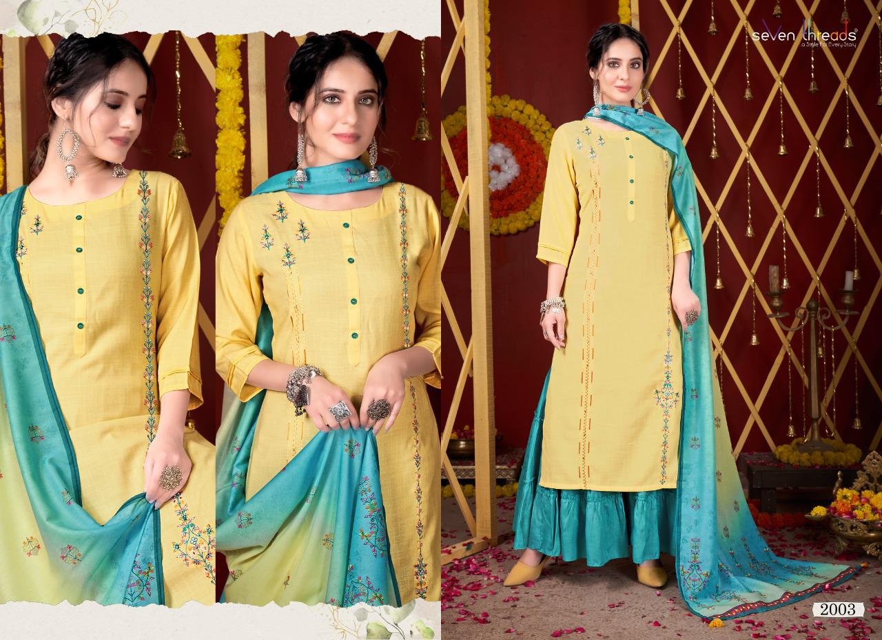 seven threads festal cotton viscose slub authentic fabric kurti bottom with dupatta catalog