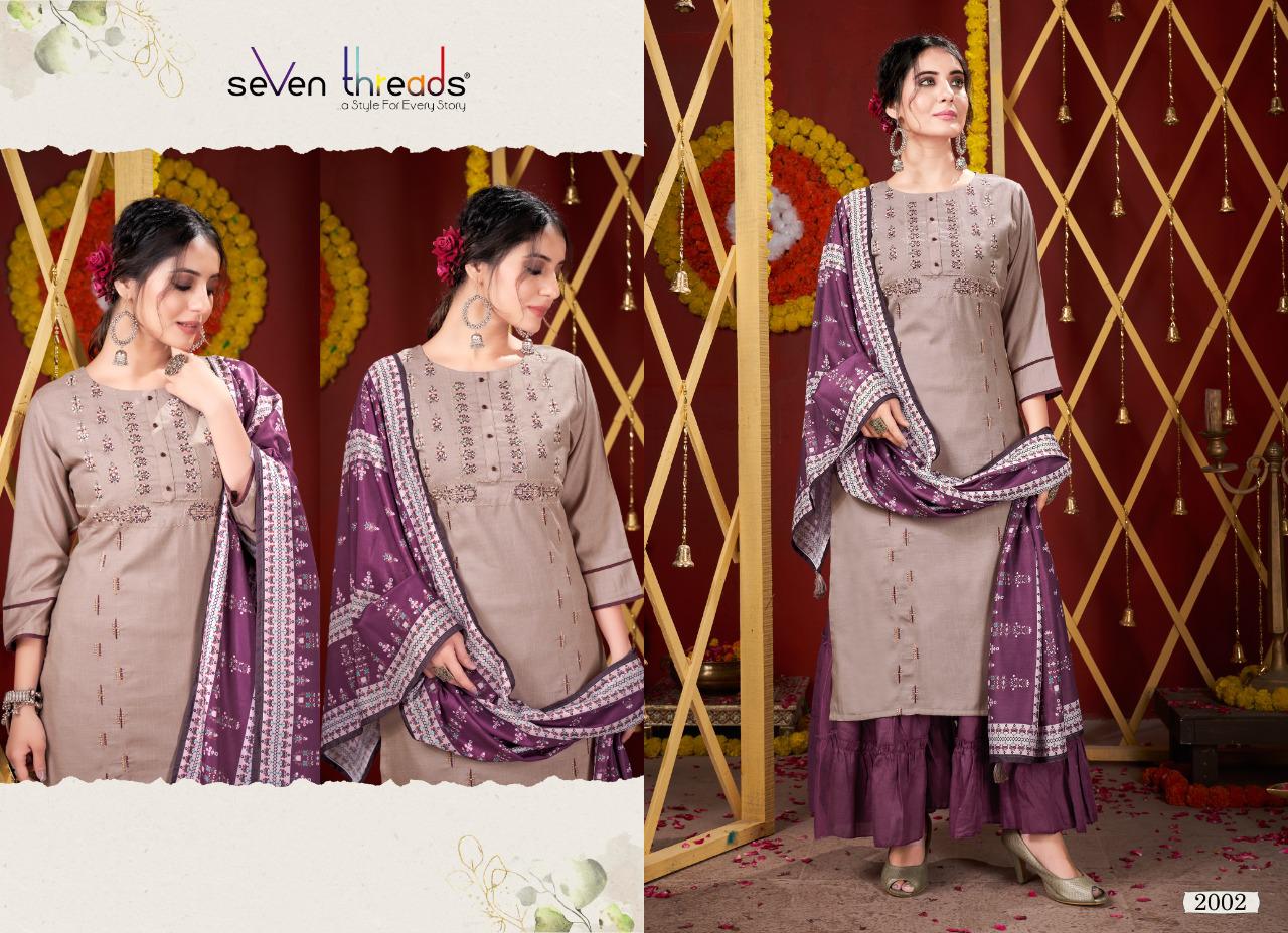 seven threads festal cotton viscose slub authentic fabric kurti bottom with dupatta catalog