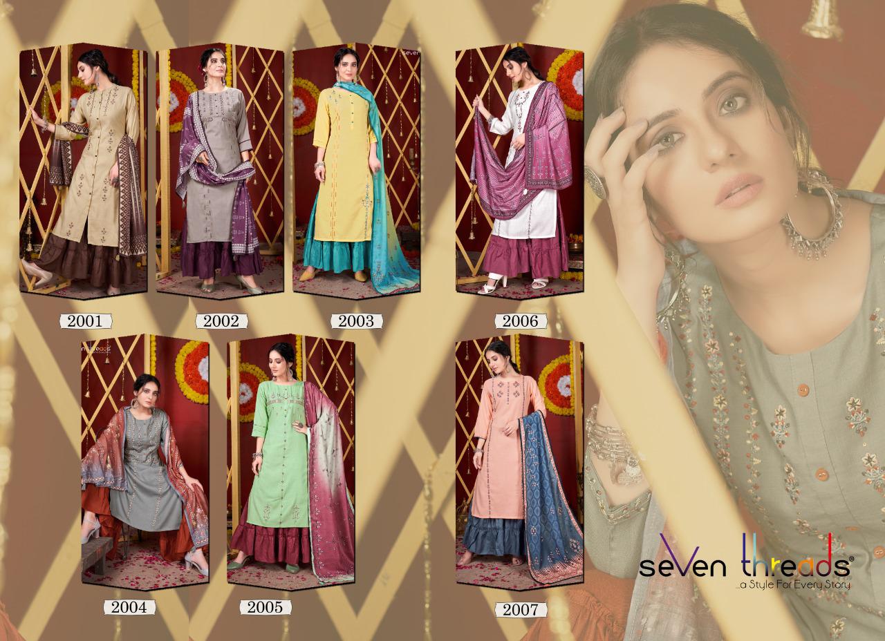 seven threads festal cotton viscose slub authentic fabric kurti bottom with dupatta catalog