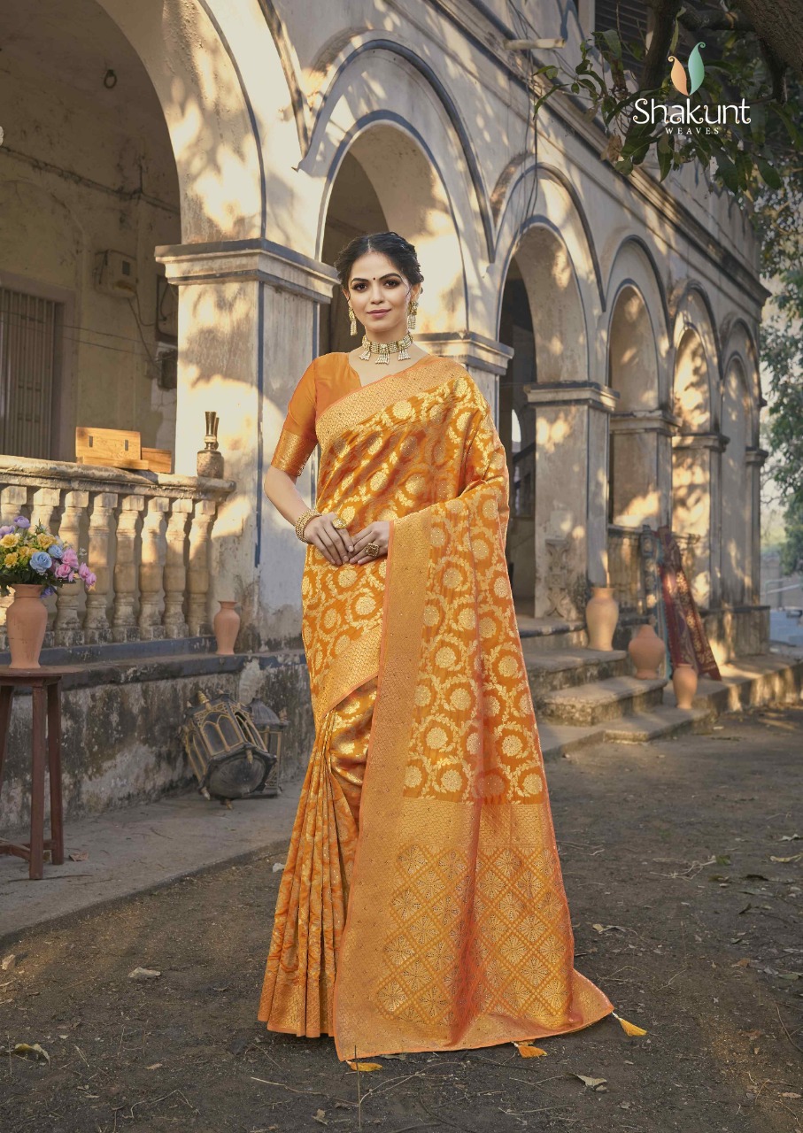 shakunt weaves sonika silk festive look saree catalog