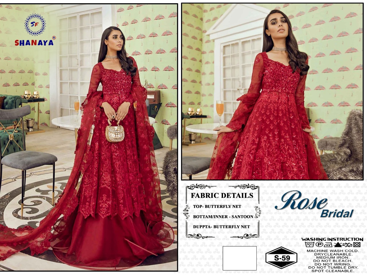 shanaya fashion rose bridal s 59 net decent look salwar suit singale