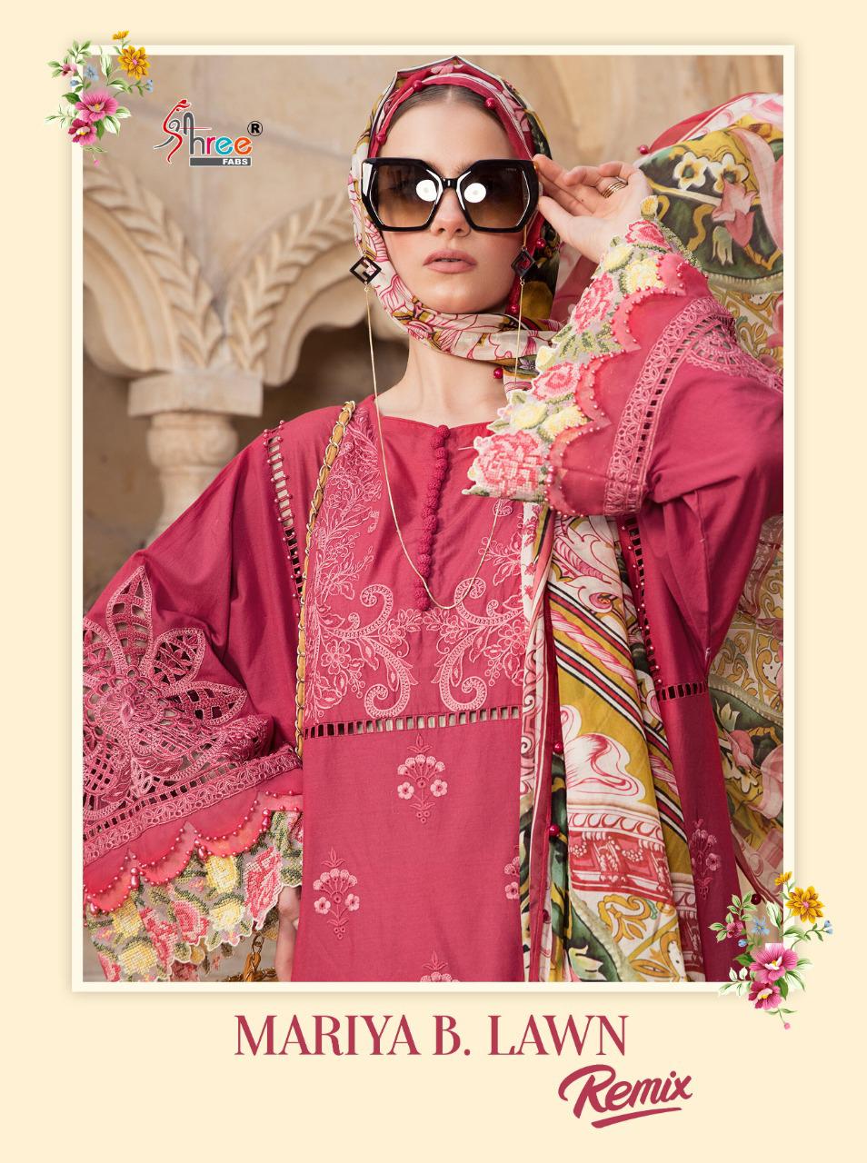 shree fab mariya b lawn remix cotton attrective colours and print salwar suit lawn dupatta catalog