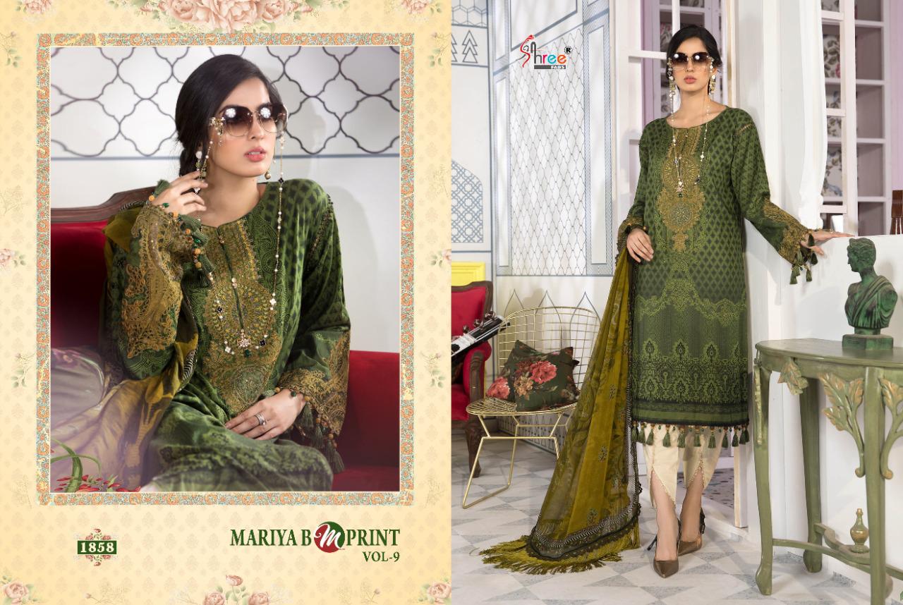 shree fab mariya b m print vol 9 cotton authentic fabric with siffon dupatta catalog