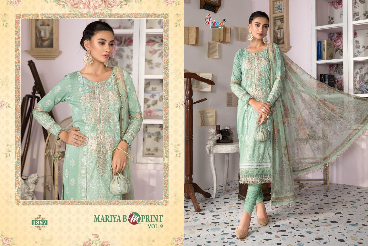 shree fab mariya b m print vol 9 cotton exclusive print  with coton dupatta catalog