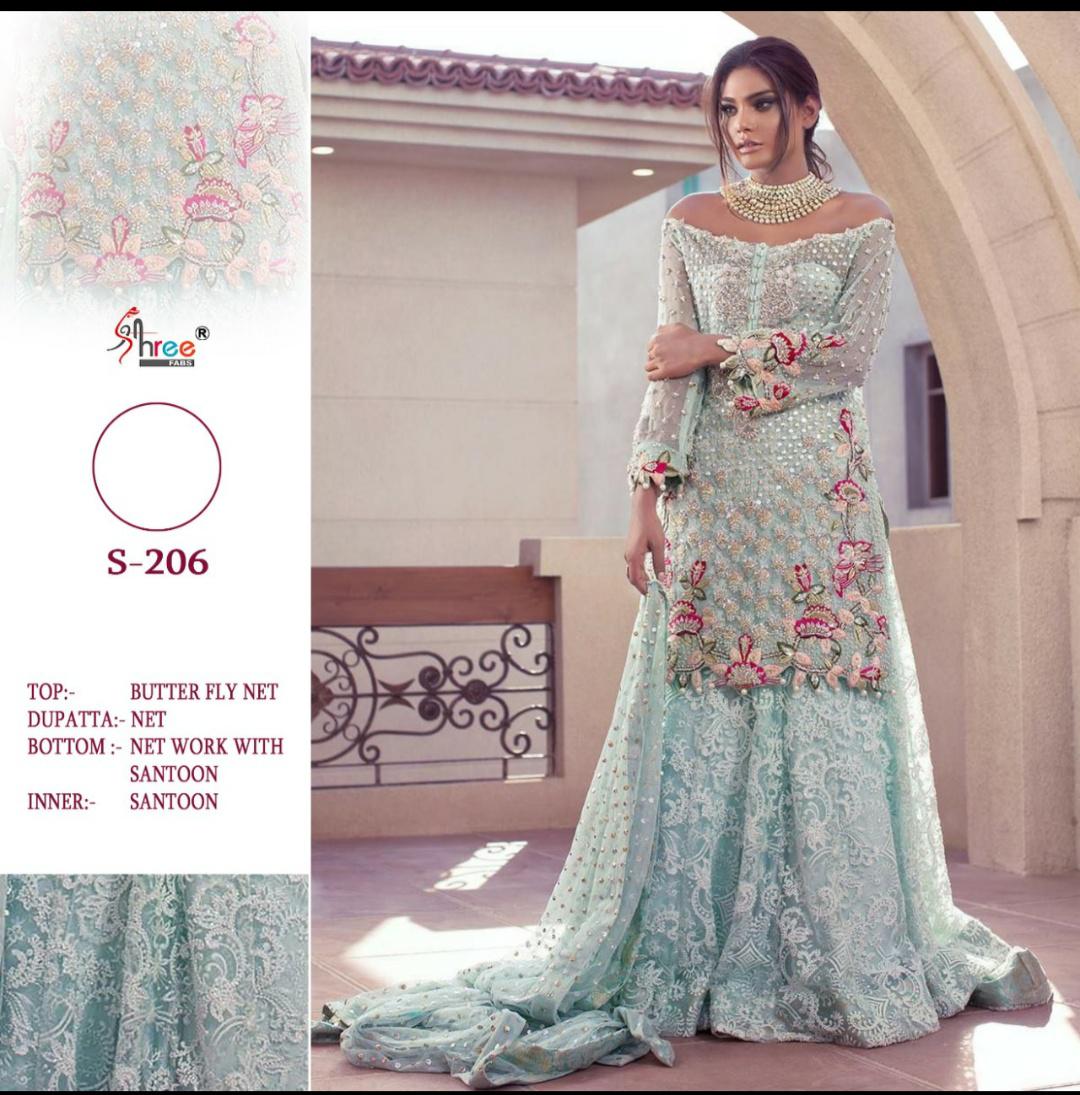 shree fabs s 206 butterfly net  catchy look salwar suit single