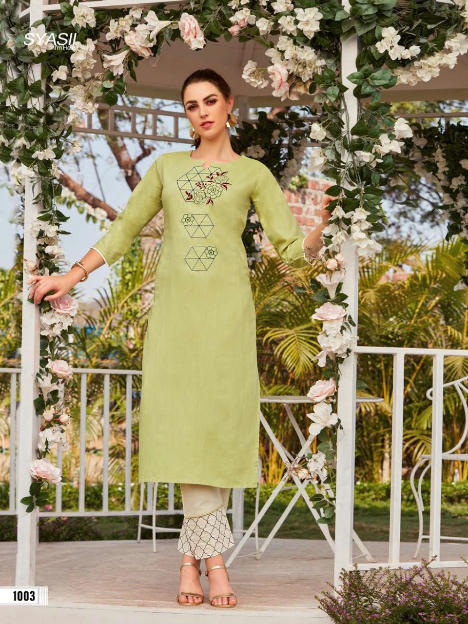 syasii magical beauty rayon decent embroidary look kurti with bottom catalog