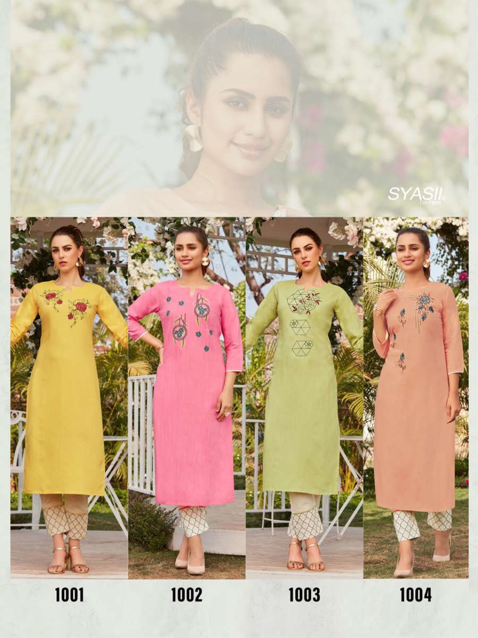 syasii magical beauty rayon decent embroidary look kurti with bottom catalog