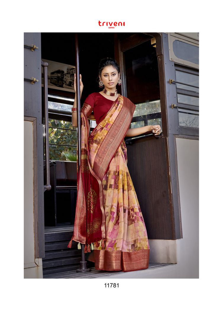 Triveni roop sundari linen classic trendy look saree catalog