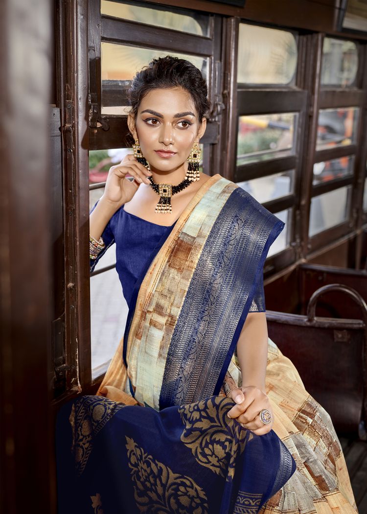 Triveni roop sundari linen classic trendy look saree catalog