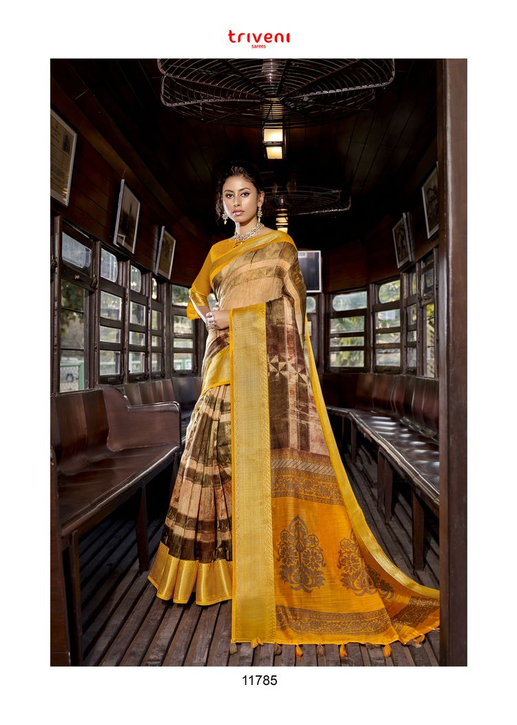 Triveni roop sundari linen classic trendy look saree catalog