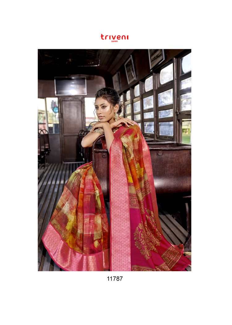 Triveni roop sundari linen classic trendy look saree catalog