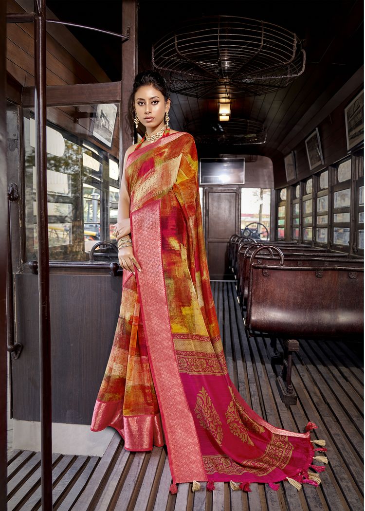 Triveni roop sundari linen classic trendy look saree catalog