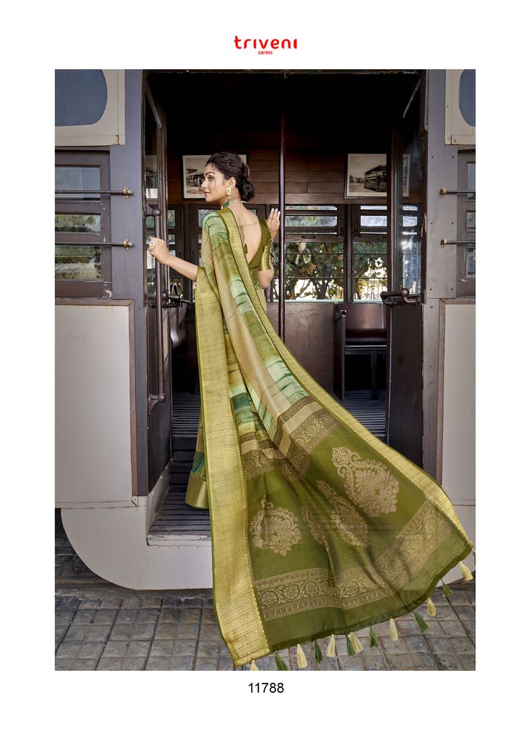 Triveni roop sundari linen classic trendy look saree catalog