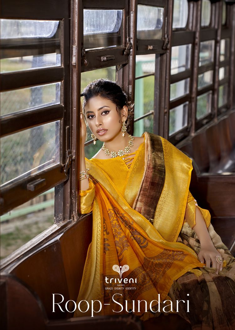 Triveni roop sundari linen classic trendy look saree catalog