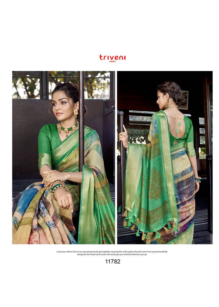 Triveni roop sundari linen classic trendy look saree catalog