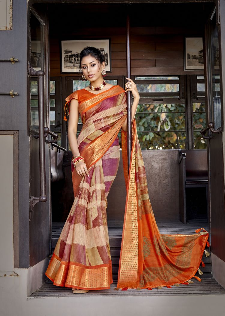 Triveni roop sundari linen classic trendy look saree catalog