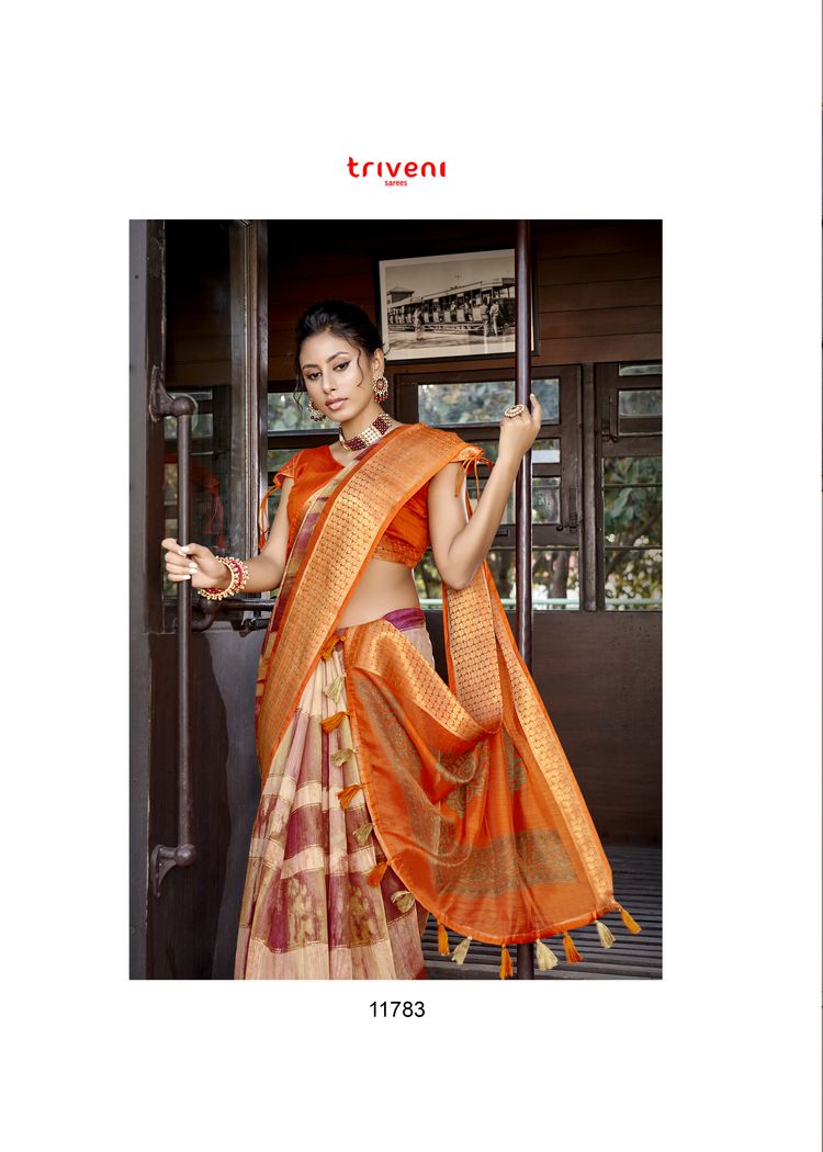 Triveni roop sundari linen classic trendy look saree catalog