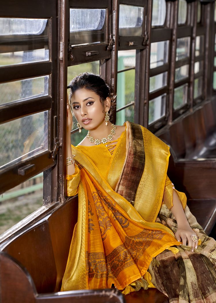 Triveni roop sundari linen classic trendy look saree catalog